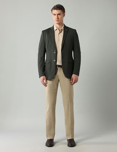 Arrow Men's Solid Full Sleeves Regular Fit Notch Lapel Collar Polyester Blazer Olive - Image 10