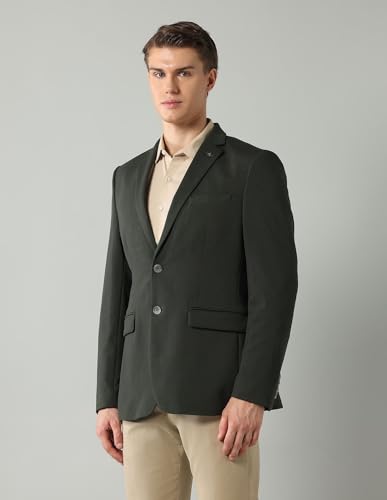 Arrow Men's Solid Full Sleeves Regular Fit Notch Lapel Collar Polyester Blazer Olive - Image 9
