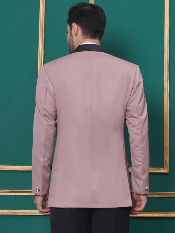 FAVOROSKI Tuxedo Blazer for Men with 2 Pockets | Rayon Slim Fit Blazers | Ethnic Wear Tuxedos | One Button Solid Tuxedo Blazers in Shawl Collar | Blazer for Wedding, Festive, Formal Dusty Pink - Image 8