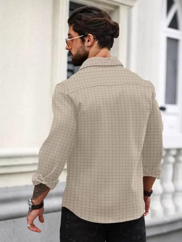 DEELMO Men's Regular Fit Checks Pattern Polyester Blend Shirt with Collared Neck Long Sleeve and Standard Length | Shirt for Man - Image 7
