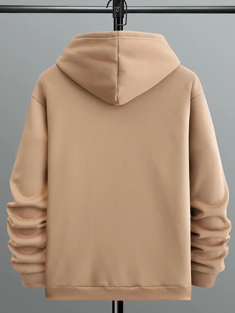 TagasMen's Hoodie with USA Print, Kangaroo Pocket and Drawstring Detail || Sweatshirt for Mens || Men Hoodies || hoodis||(MH-8015) Brown - Image 5
