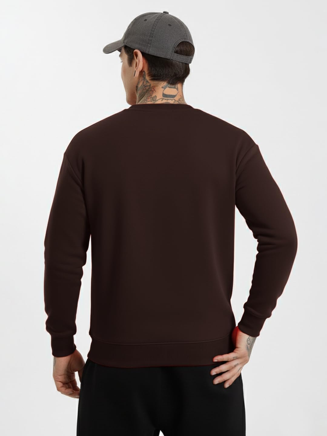 LEOTUDE Regular Fit Stylish Loopknit Sweatshirt for Men's (W11_Brown_P_Brown_S) - Image 5