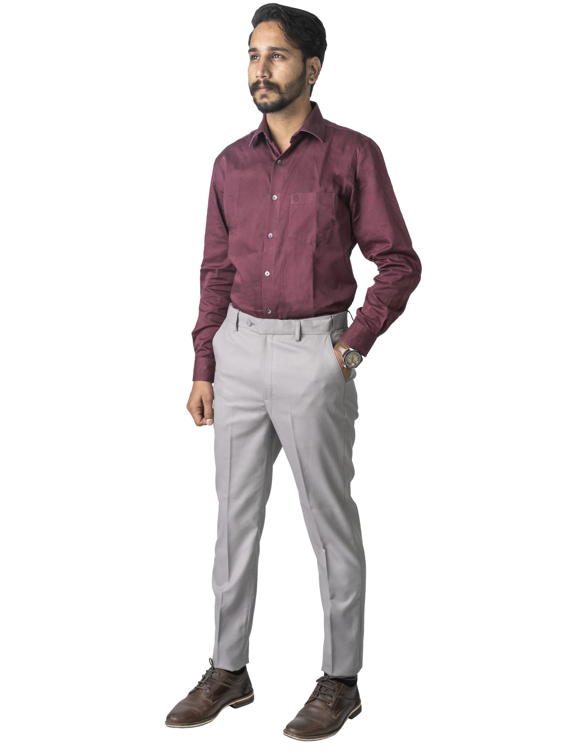 Jack and Jini Men Mid Rise Formal Pant with Expandable Waist Regular Fit, Flat Front, Premium Lycra Fabric for Office, Party and Casual Wear Light Grey, 40 - Image 7
