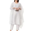 Myx Women's Lace Detail Kurta Pant Set with Dupatta (SS25-MYX-ZIL-KS-22_Grey_L)