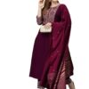 KLOSIA Viscose Women Embroidered Kurta Pant Dupatta Set (Xx-Large) Wine