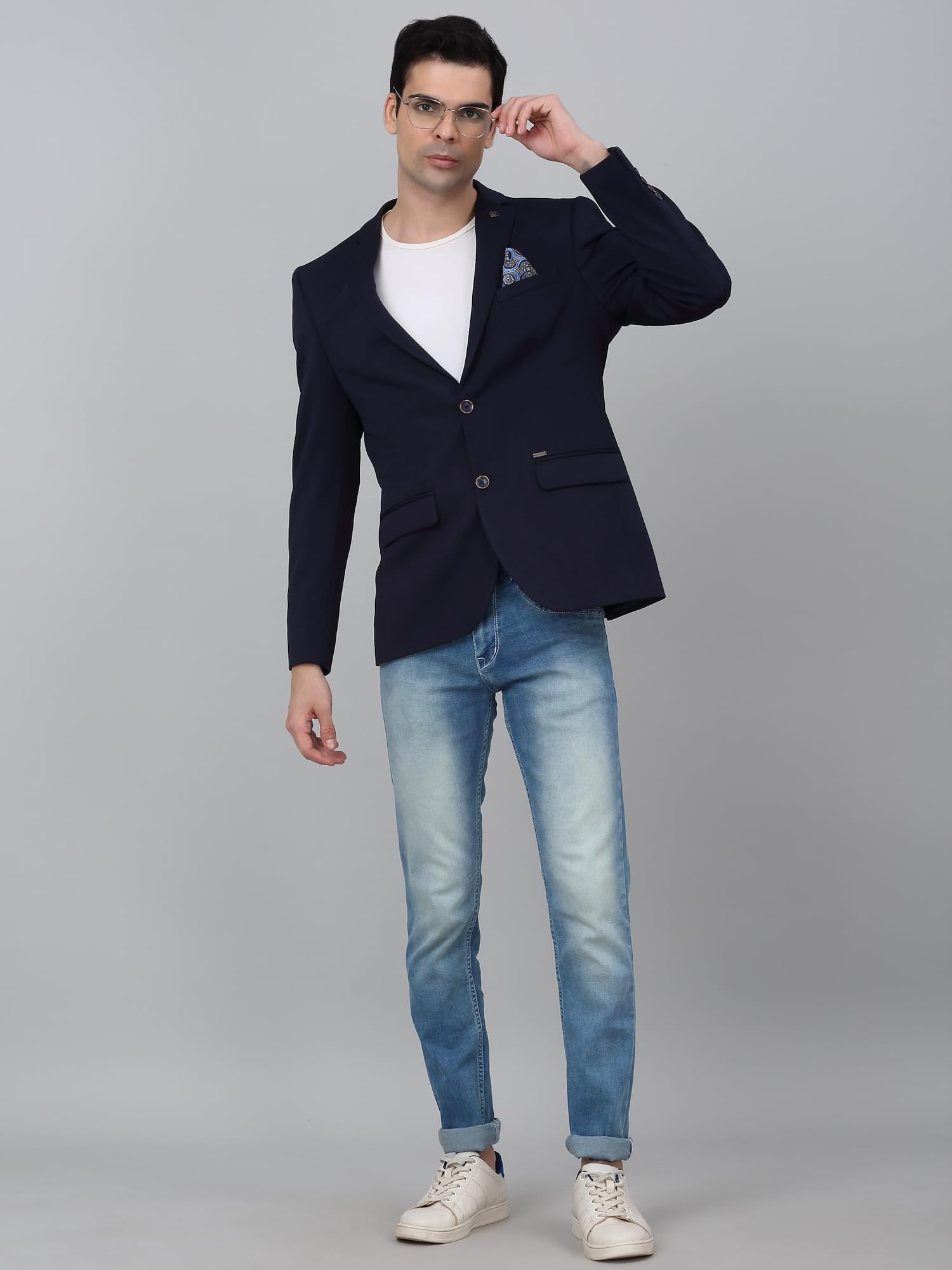 Cantabil Self Design Navy Blue Full Sleeves Notch Lapel Casual Blazer for Men | Casual Blazer for Men | Men Blazer for Casual (MBZC00069_Navy_38) - Image 5