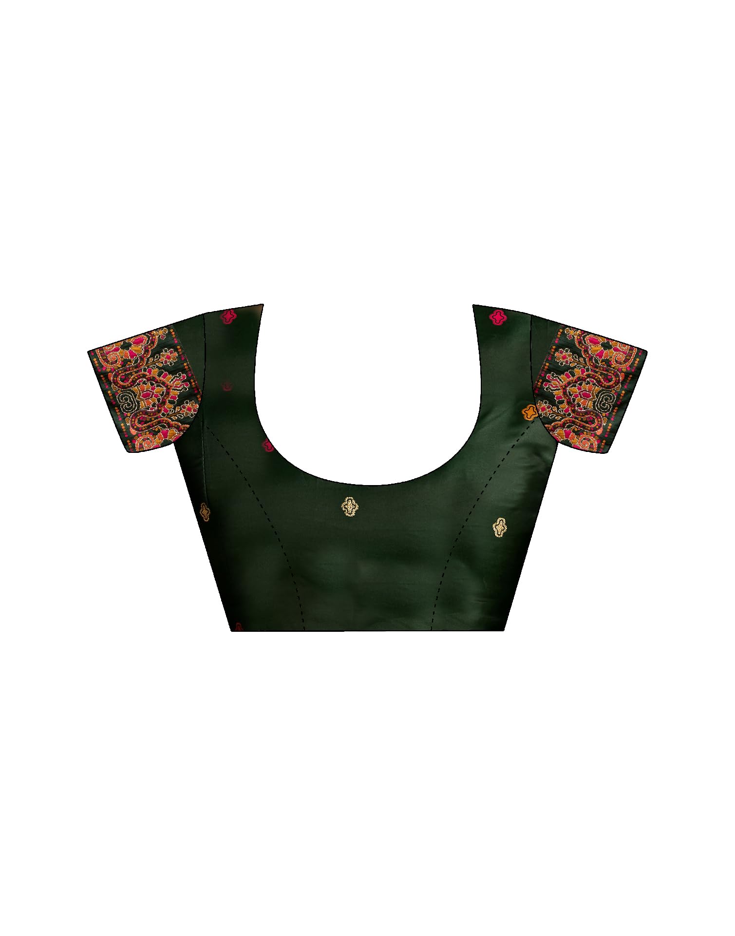 SIRIL Women's Silk Kashmiri Minakari Jacquard Saree with Unstitched blouse Piece (4314S604_Dark Green) - Image 2