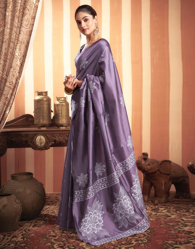 SIRIL Women's Kanjivaram Soft Silk Saree Pure Silk Saree with Unstitched blouse Piece (3882S198A_Dusty Purple) - Image 5
