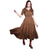 Sheetal Associates Women's Crepe Fit and Flare Printed Half Sleeve V-Neck Casual Dress Maroon