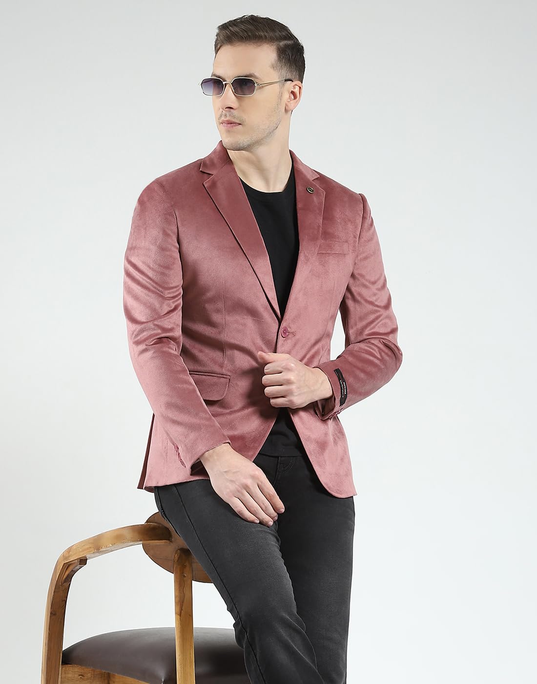 Monte Carlo Men's Regular Fit Formal Blazer | Solid Pattern | Notch Lapel Classic Office Blazer's for Men Red L (Pack of 1) - Image 2