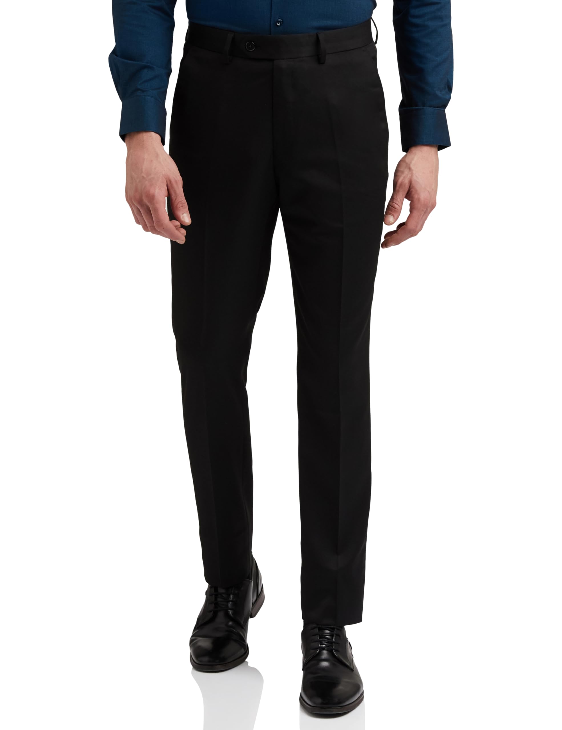 Peter England Men's Slim Fit Work Utility Pants (PETFOSLBR35628_Dark Blue_38)
