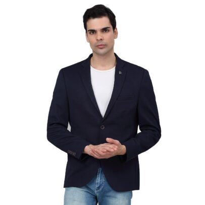 Cantabil Self Design Navy Blue Full Sleeves Notch Lapel Casual Blazer for Men | Casual Blazer for Men | Men Blazer for Casual (MBZC00069_Navy_38)