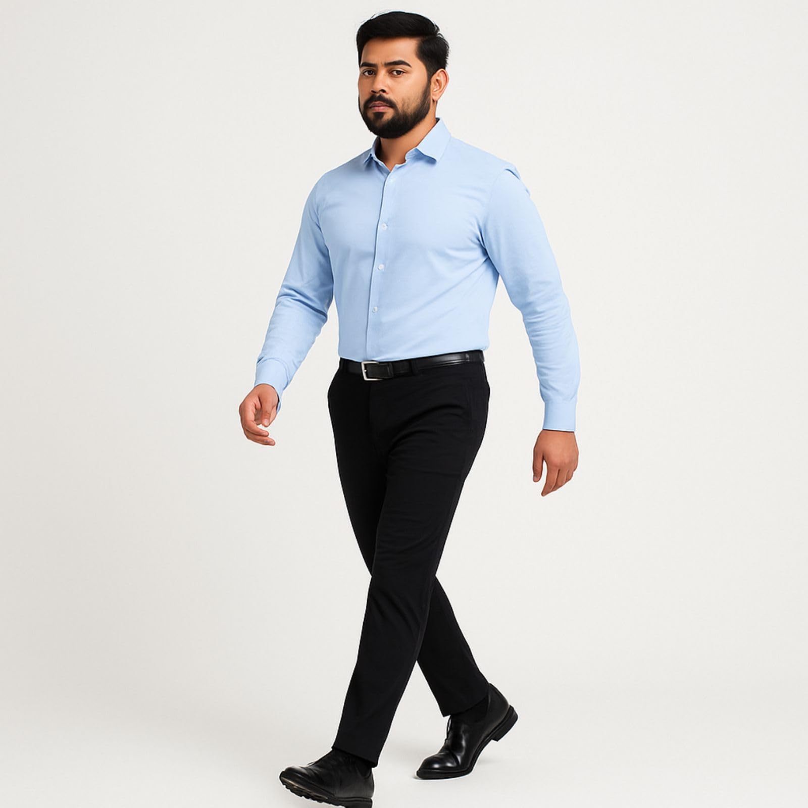 Men's Regular Fit Formal Stretchable Trousers with Expandable Waist | Skin-Friendly Lycra Solid Pant (in, Numeric, 30, Regular, Black) - Image 3