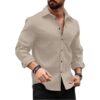 DEELMO Men's Regular Fit Checks Pattern Polyester Blend Shirt with Collared Neck Long Sleeve and Standard Length | Shirt for Man