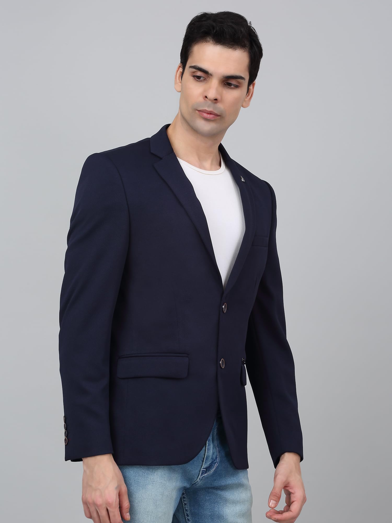 Cantabil Self Design Navy Blue Full Sleeves Notch Lapel Casual Blazer for Men | Casual Blazer for Men | Men Blazer for Casual (MBZC00069_Navy_38) - Image 7