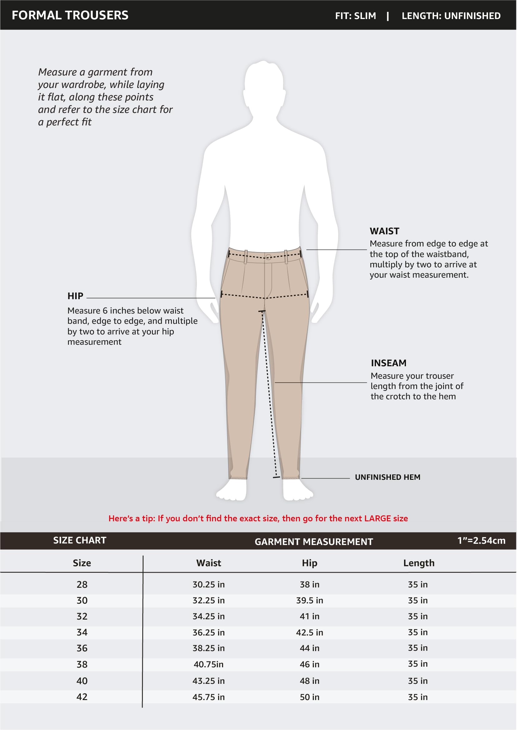 Symbol Men's Stretchable Formal Low Rise Pants | Trousers (Slim Fit) (Light Grey_34) - Image 5