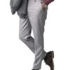 Jack and Jini Men Mid Rise Formal Pant with Expandable Waist Regular Fit, Flat Front, Premium Lycra Fabric for Office, Party and Casual Wear Light Grey, 40