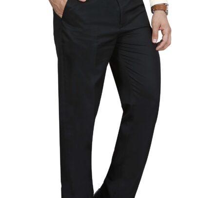 Mc Henry Men's Solid Formal Regular Fit Polyviscose Black Trousers(Black4001-36_Color:Black_Size:36) | Rise Style: Mid Rise