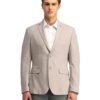 Arrow Mens Beige Textured Nylon Notch Collar Long Sleeve Formal Slim Blazer (ARAIBZ5053_Beige_42)