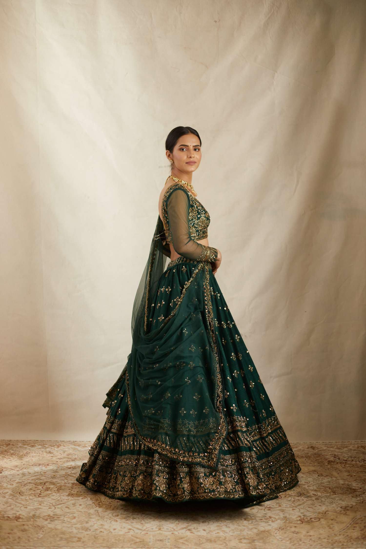 Aika Creation Women's Chinon Embroidered Semi-Stitched Lehenga Choli Green Vally LH - Image 6