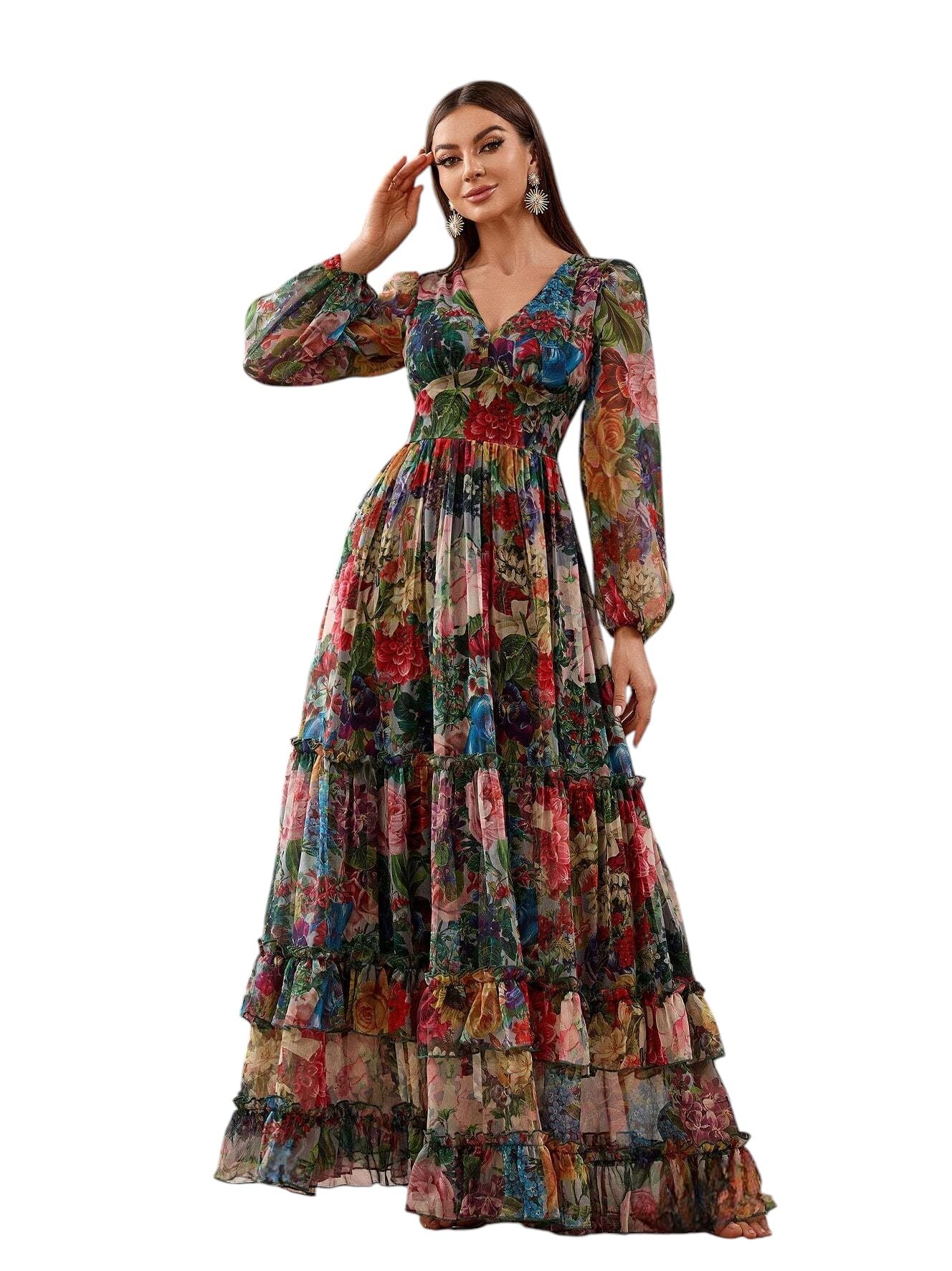 LITZO Dress for Women || Western Dresses for Women || One Piece Maxi Dress (L-30-L) Yellow - Image 3