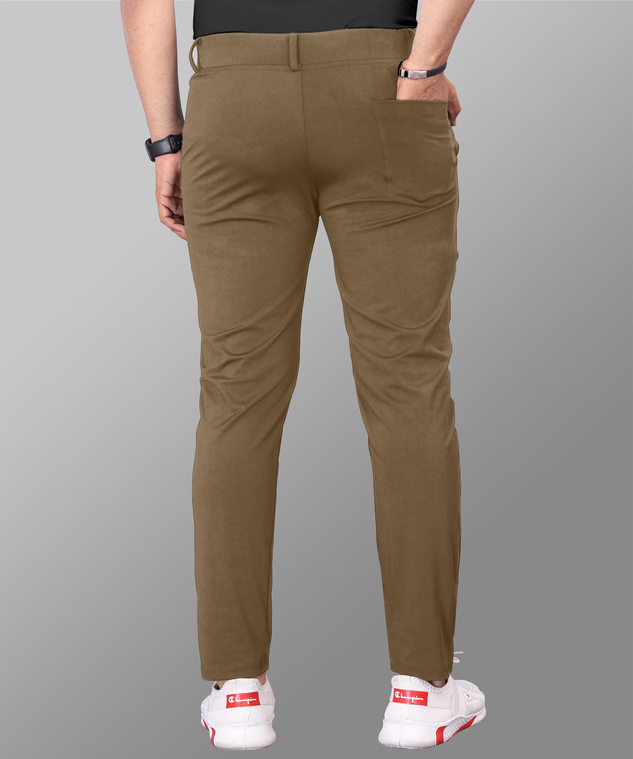 Mehrang Men's High Rise Stretchable Formal Pant Trousers | Stylish Slim Fit Wear Trousers For Office Or Party | Polycotton Knitted Fabric (Numeric, 36, Khaki) - Image 7