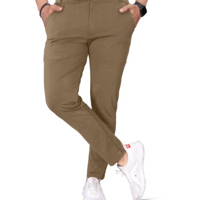 Mehrang Men's High Rise Stretchable Formal Pant Trousers | Stylish Slim Fit Wear Trousers For Office Or Party | Polycotton Knitted Fabric (Numeric, 36, Khaki)