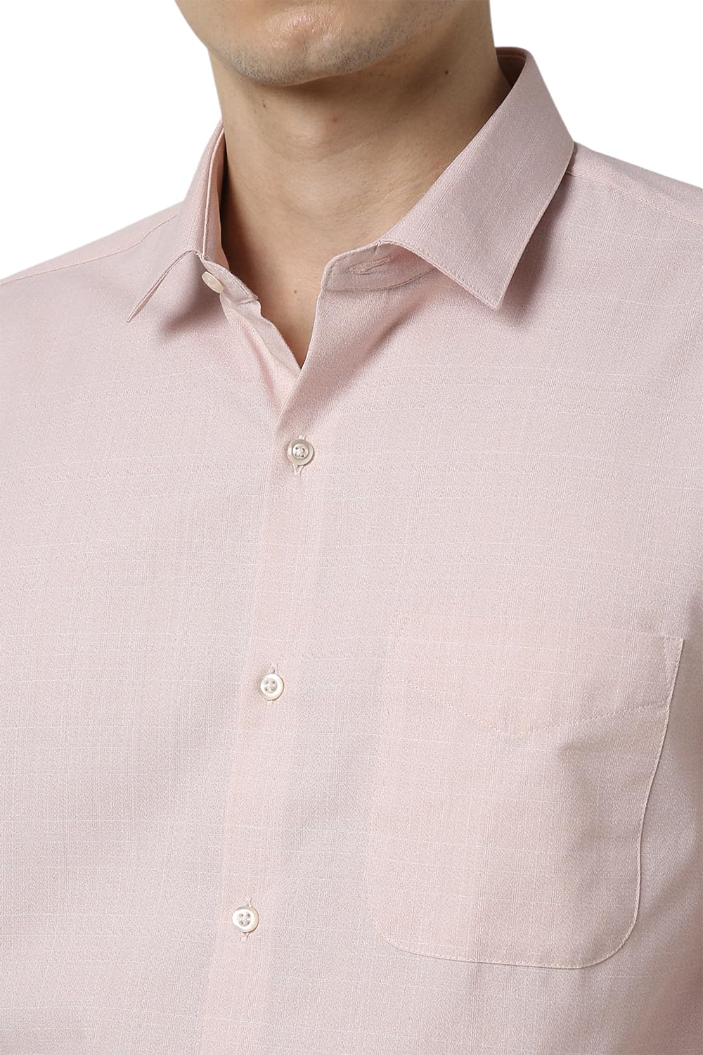 Peter England Men Pink Slim Fit Full Sleeves Formal Shirt - Image 3
