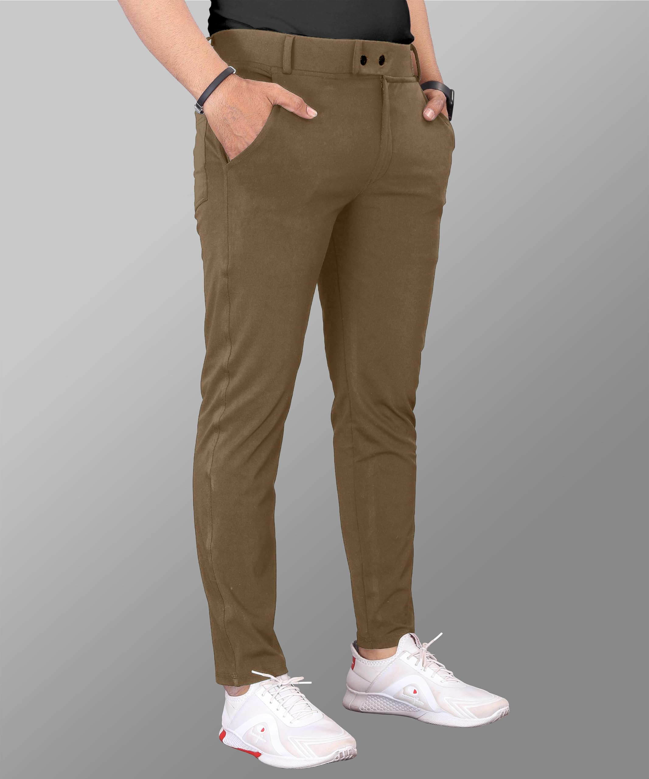 Mehrang Men's High Rise Stretchable Formal Pant Trousers | Stylish Slim Fit Wear Trousers For Office Or Party | Polycotton Knitted Fabric (Numeric, 36, Khaki) - Image 6