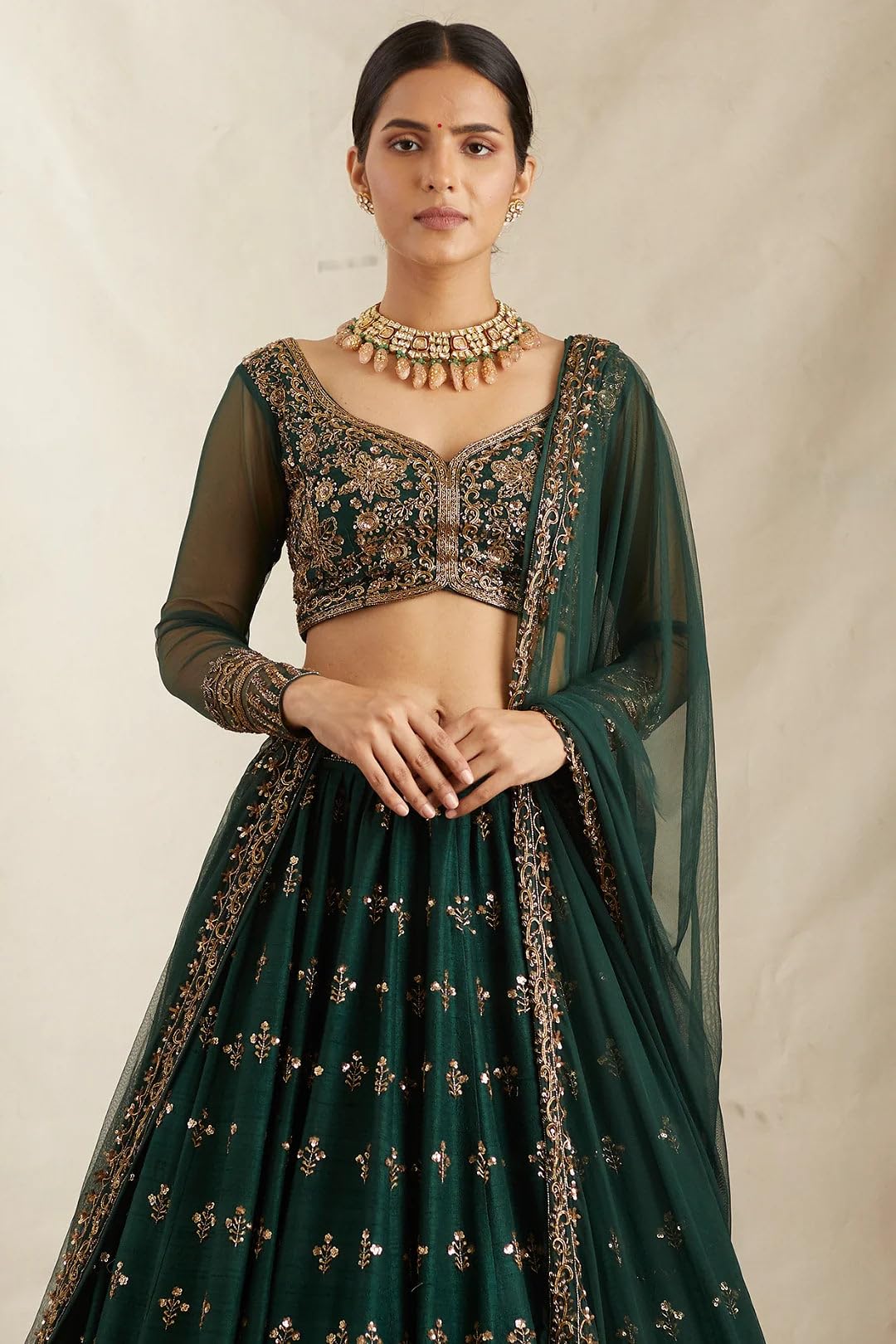 Aika Creation Women's Chinon Embroidered Semi-Stitched Lehenga Choli Green Vally LH - Image 2