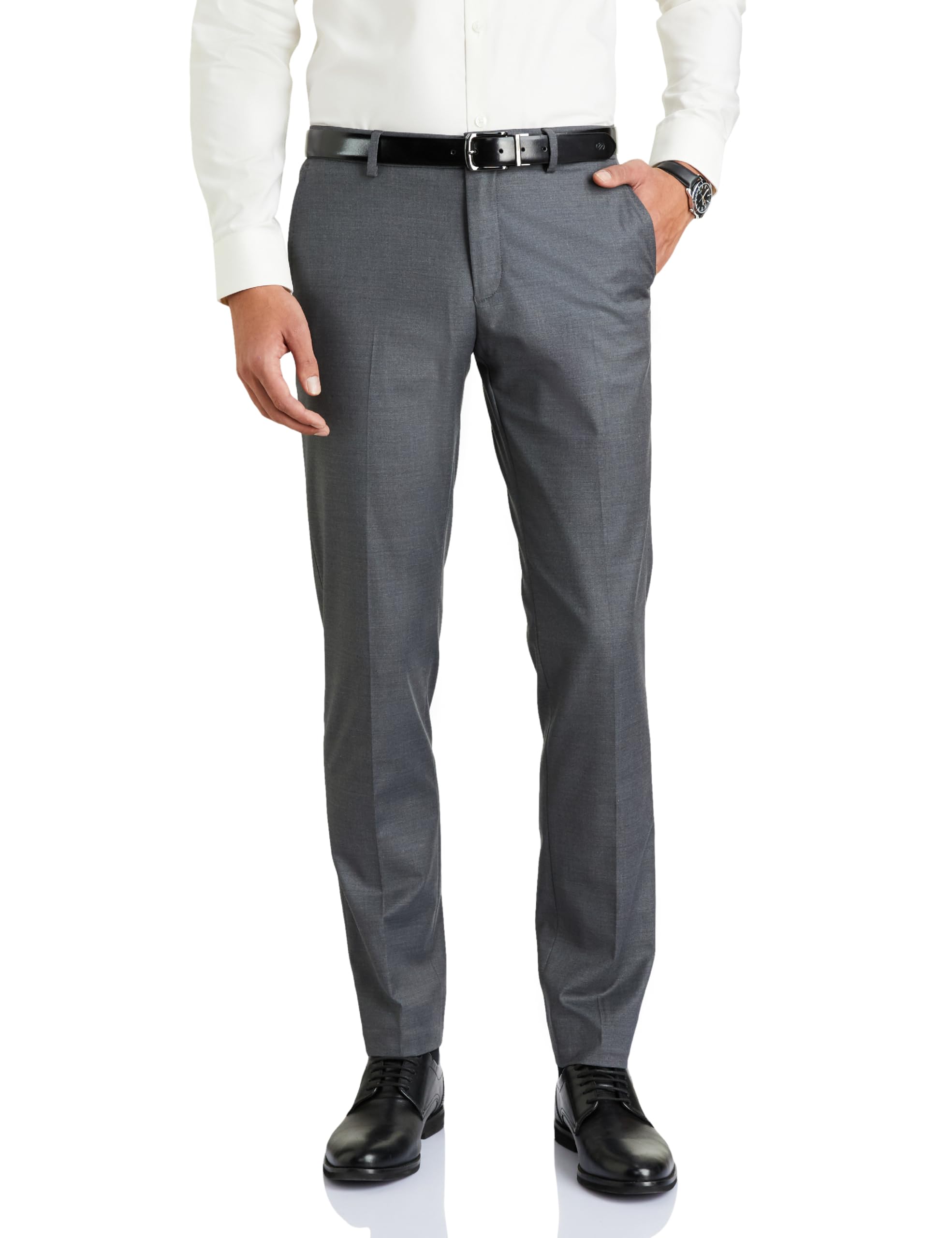 Symbol Premium Men's Mid Rise Slim Fit Formal Pants (Charcoal Grey_30)
