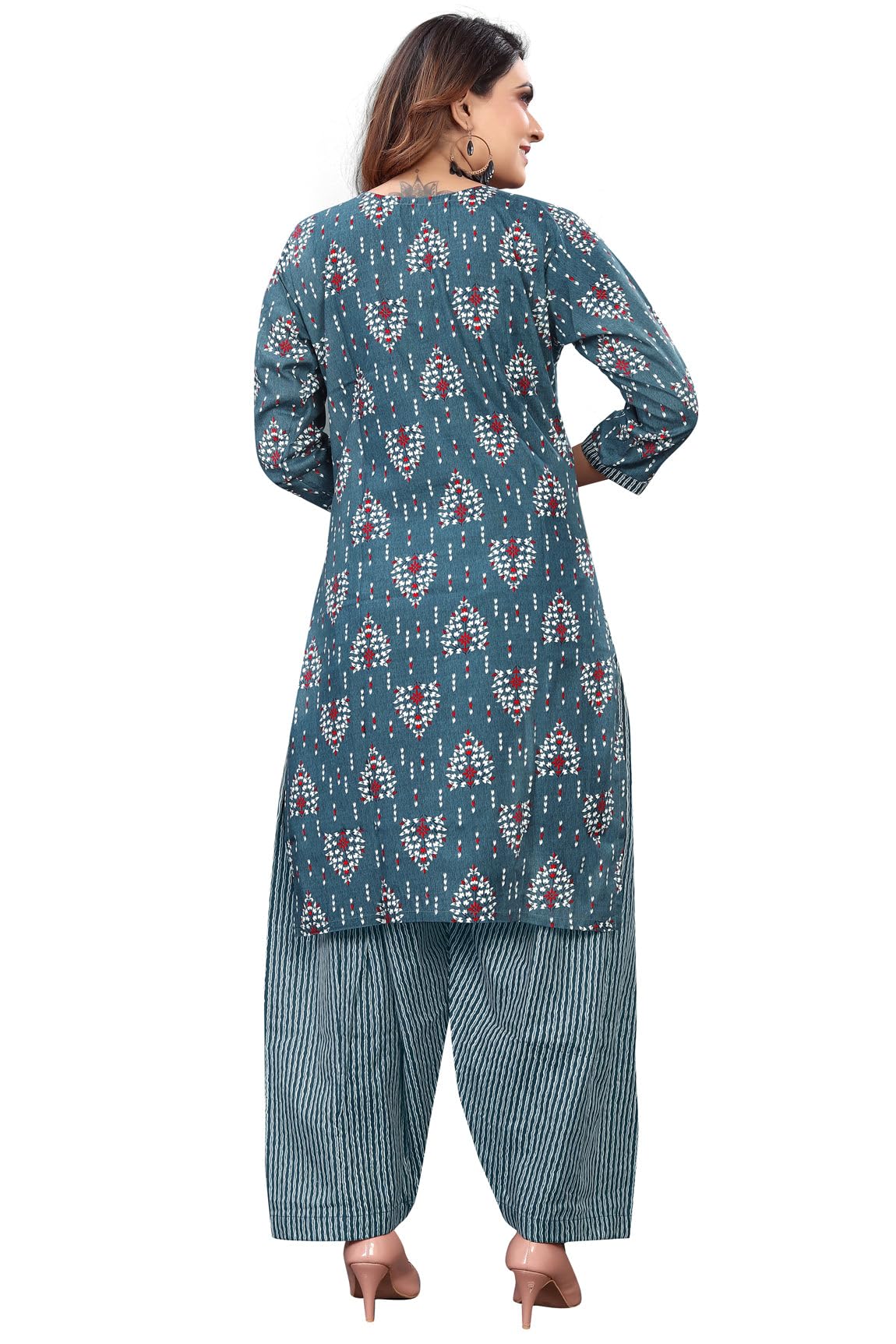 Rajnandini Grey & White Cotton Printed Readymade Patiala Salwar Suit (Ready To Wear-Vsmrw5160-X Large, Womens) - Image 4