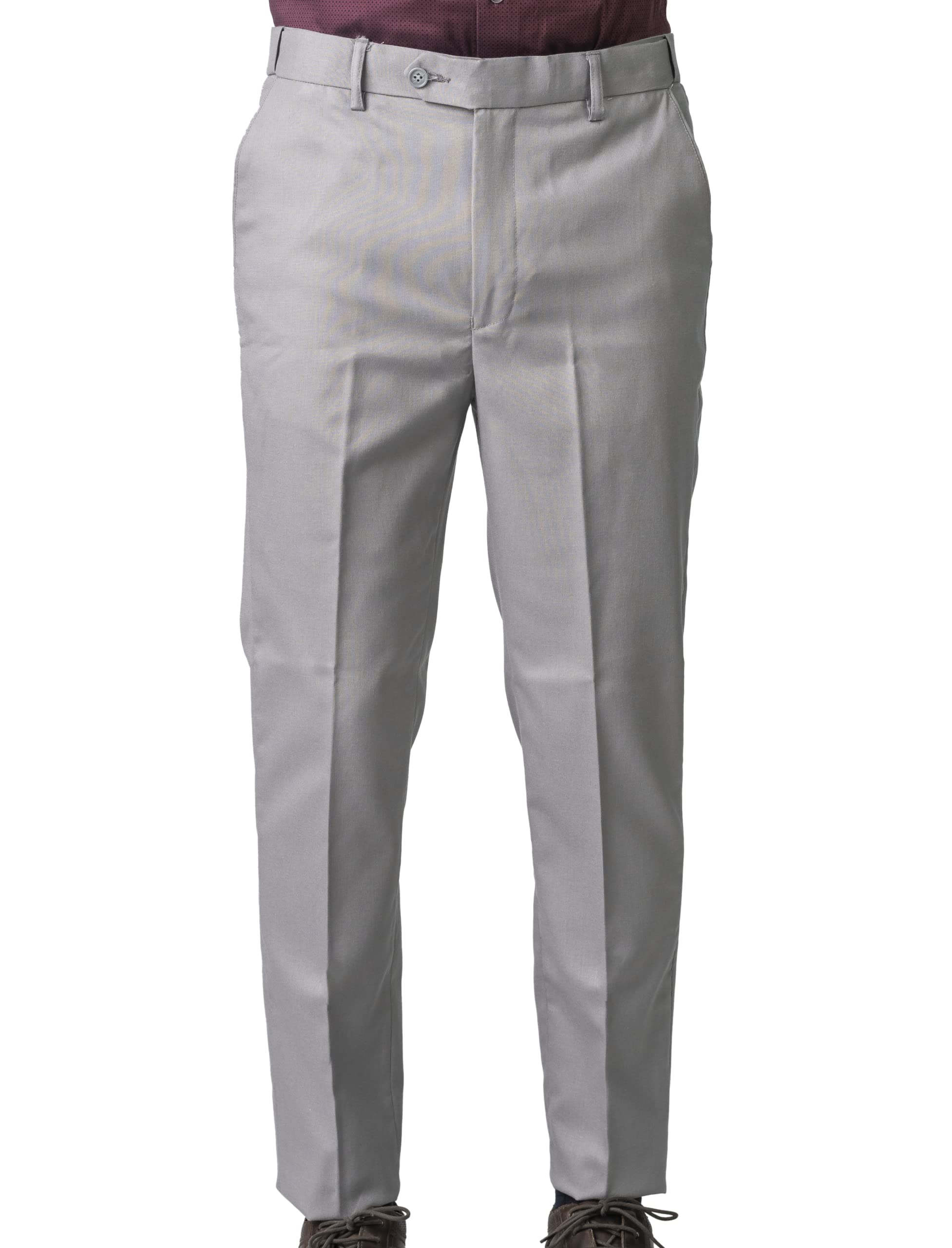 Jack and Jini Men Mid Rise Formal Pant with Expandable Waist Regular Fit, Flat Front, Premium Lycra Fabric for Office, Party and Casual Wear Light Grey, 40 - Image 6