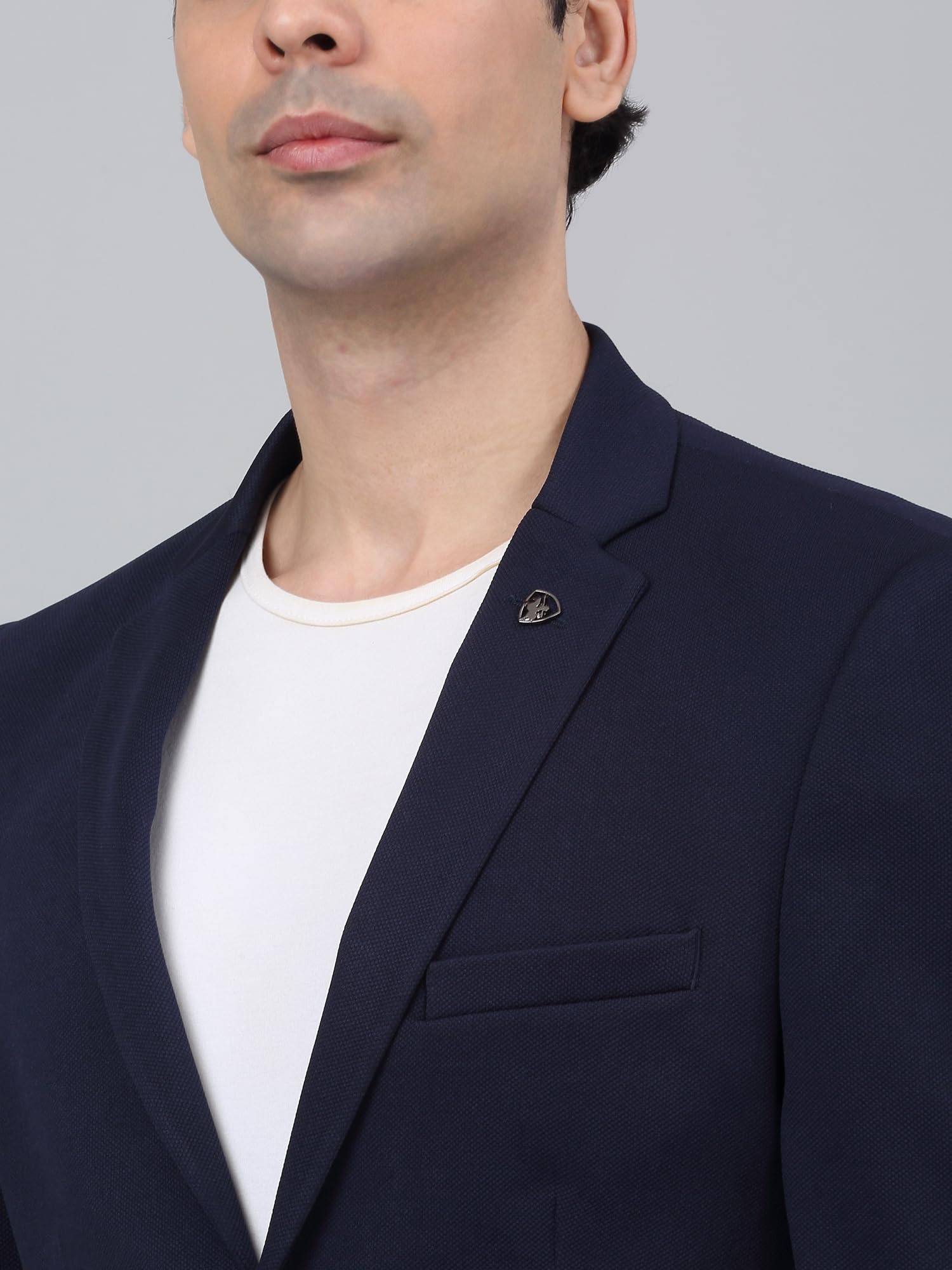 Cantabil Self Design Navy Blue Full Sleeves Notch Lapel Casual Blazer for Men | Casual Blazer for Men | Men Blazer for Casual (MBZC00069_Navy_38) - Image 3
