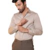 SUBTRACT Men's Hazelwood Slim Fit Solid Spread Collar Cotton Satin Evening Shirt | Stylish Men's Shirt for Office or Party (Hazelwood,40)