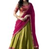 LooknBook Art Women's Georgette With Floral Print Unstitched Lehenga Choli Set (Pista)