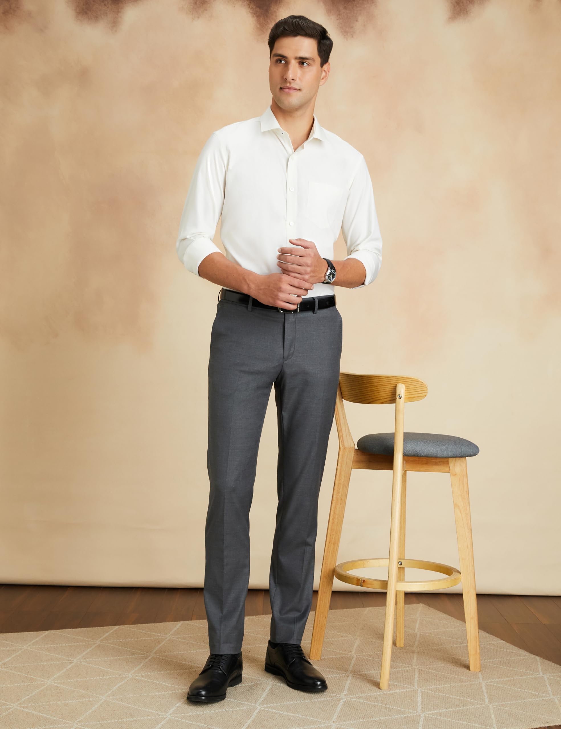 Symbol Premium Men's Mid Rise Slim Fit Formal Pants (Charcoal Grey_30) - Image 5
