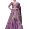 PURVAJA Women's Kanjiwaram Semi-Stitched Lehenga choli (Bahaar-Purple_Free Size)