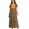 Evolove Women's Cotton Long Maxi Night Gown Nighty Dress with Pocket, Super Soft Comfortable (Black & Yellow, LNGCO1652BK-2XL)