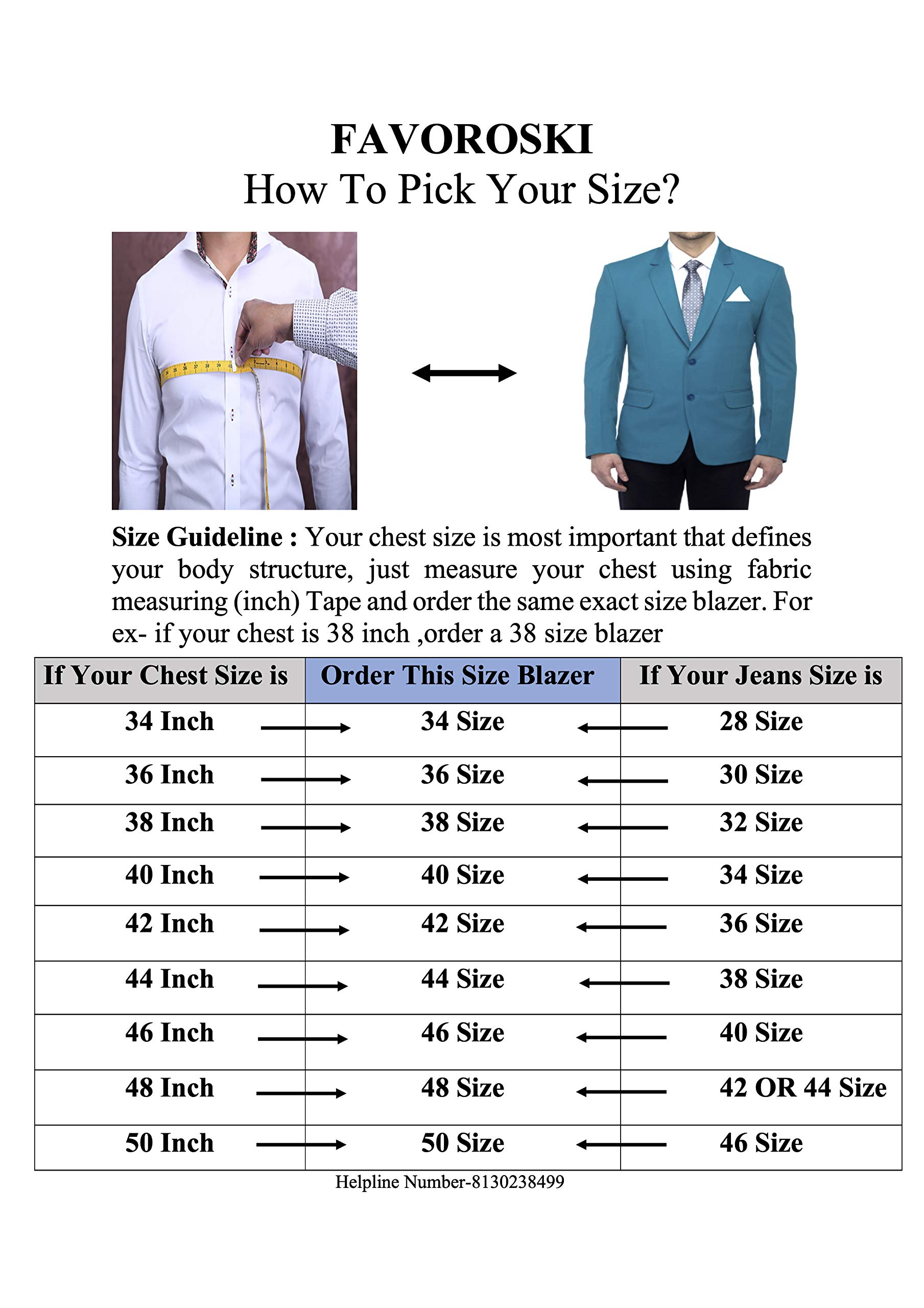 FAVOROSKI Designer Men's Slim Fit Notched Lapel Single Breasted Solid Blazer (Navy Blue, L) - Image 5