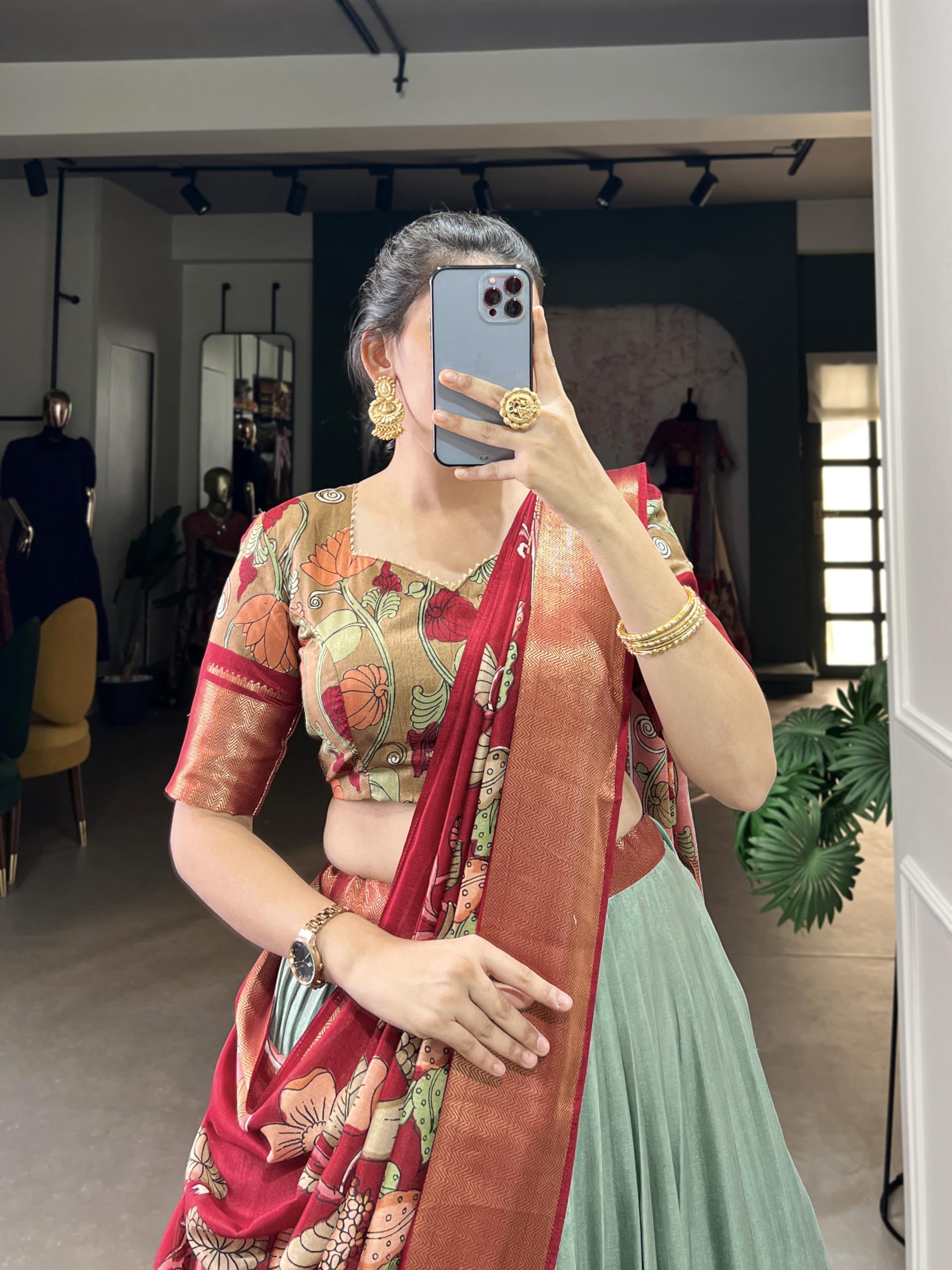 Snazzy Stitch Women Tussar Silk Semi Stitched Wedding Special Foil Work Lehenga Choli For Any Occasion (Pista), Free Size - Image 2