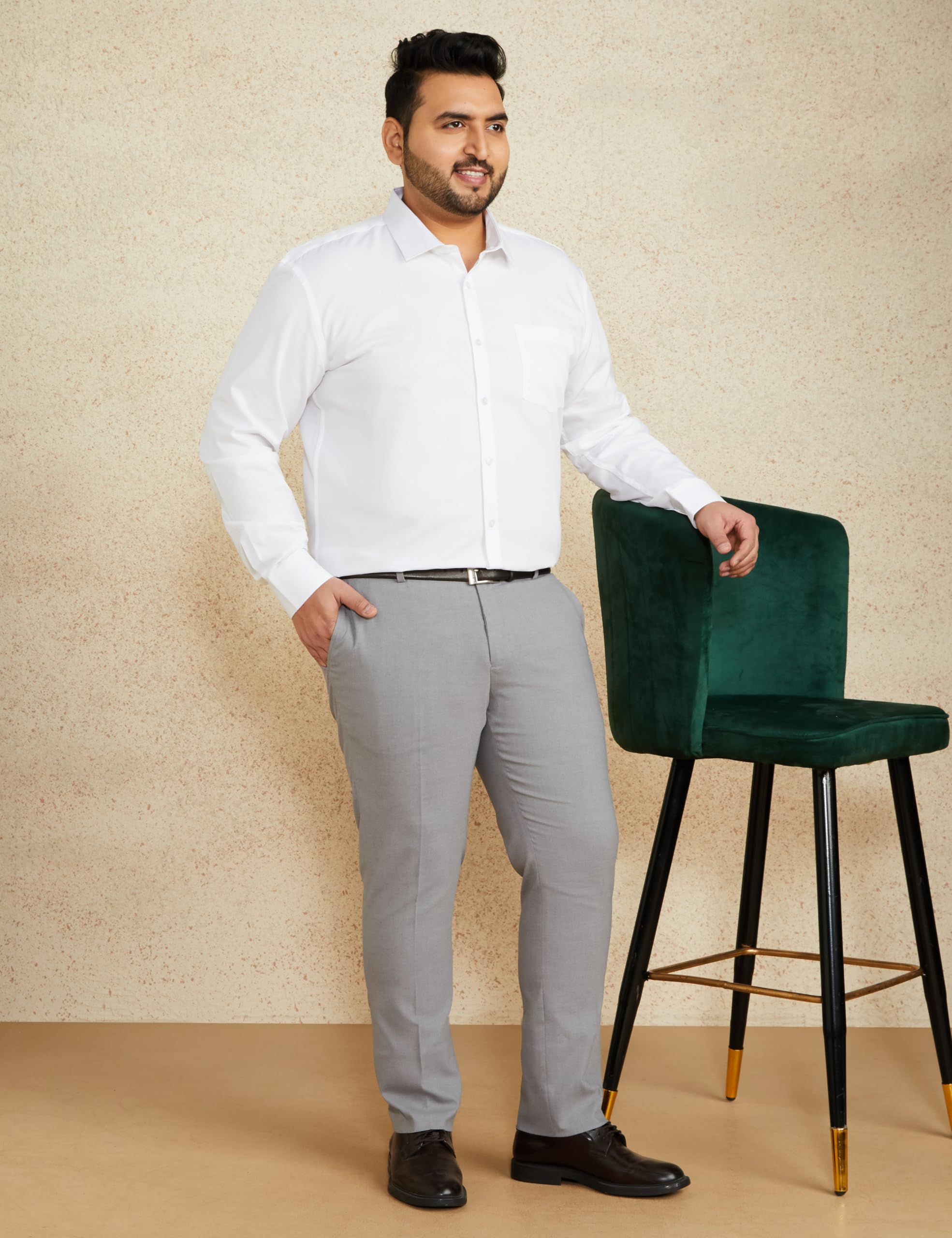 Symbol Men's Stretchable Formal Low Rise Pants | Trousers (Slim Fit) (Light Grey_34) - Image 6