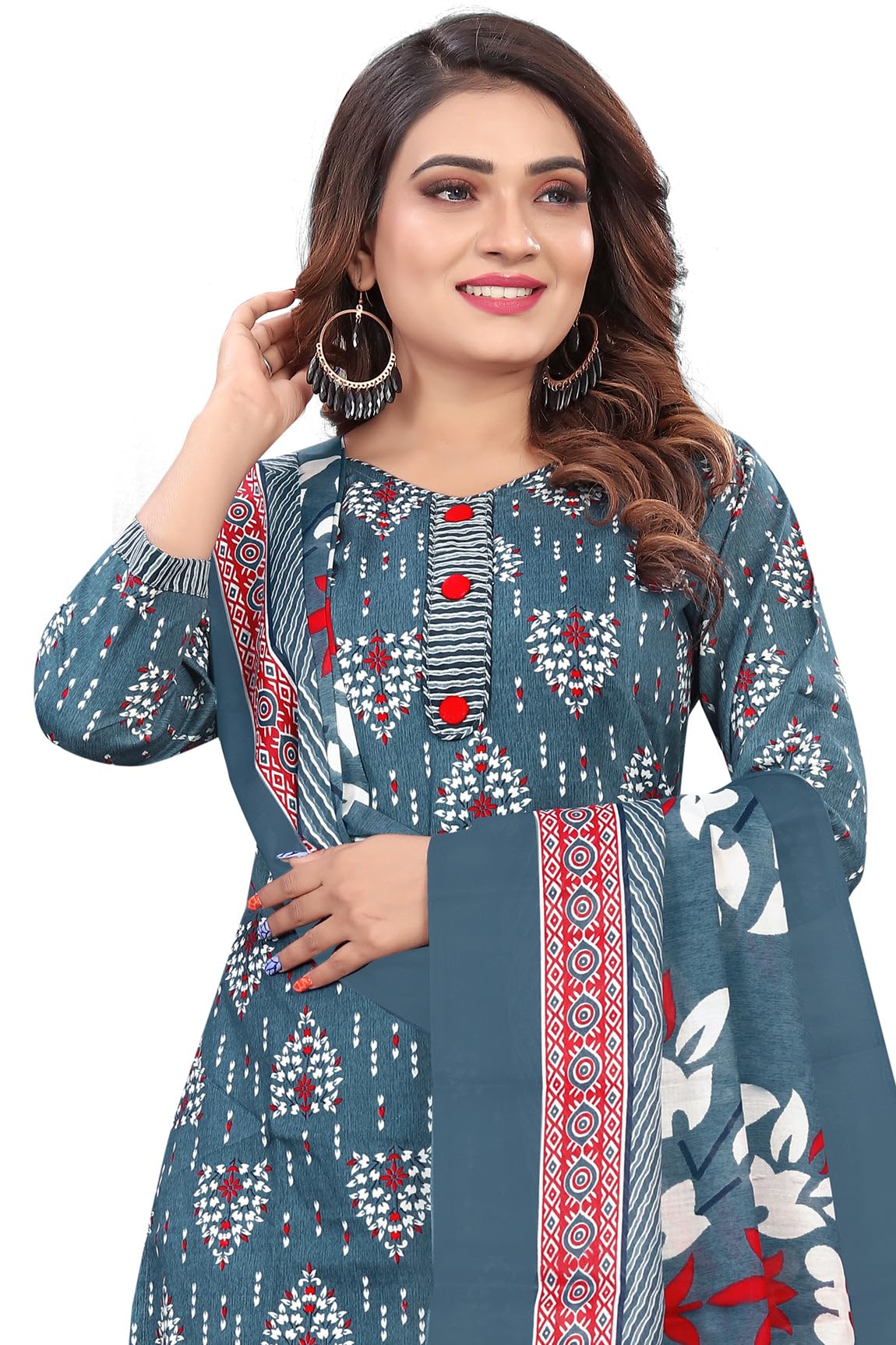 Rajnandini Grey & White Cotton Printed Readymade Patiala Salwar Suit (Ready To Wear-Vsmrw5160-X Large, Womens) - Image 2