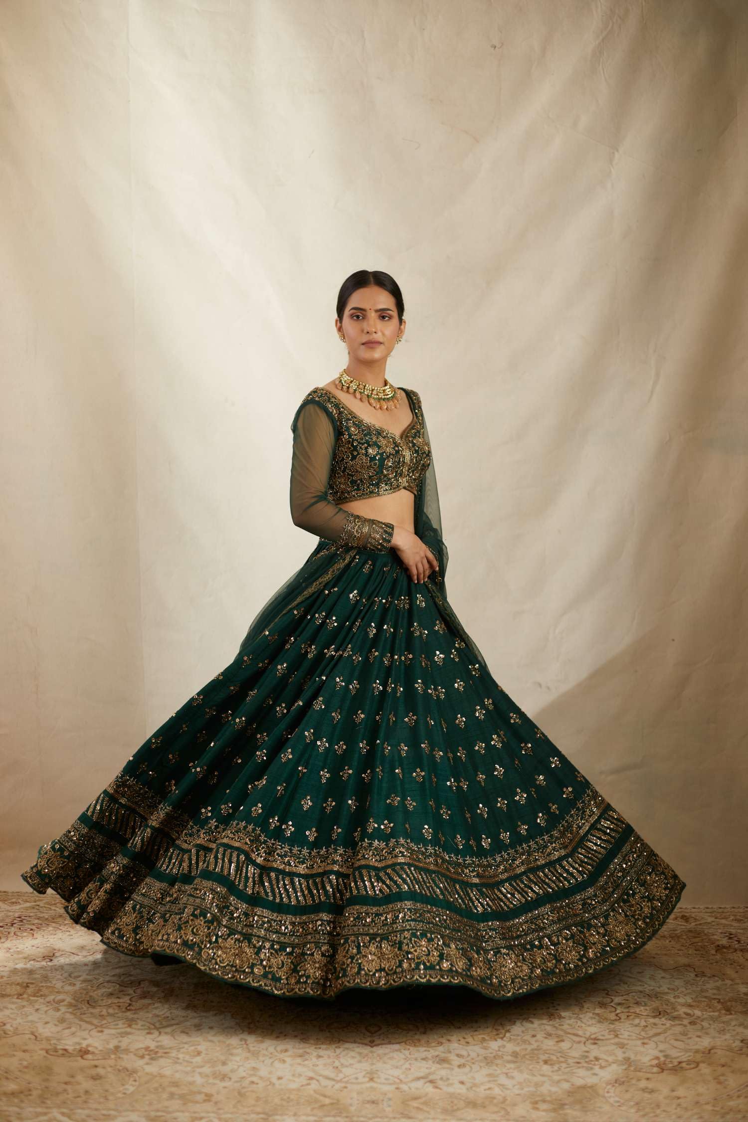 Aika Creation Women's Chinon Embroidered Semi-Stitched Lehenga Choli Green Vally LH - Image 5