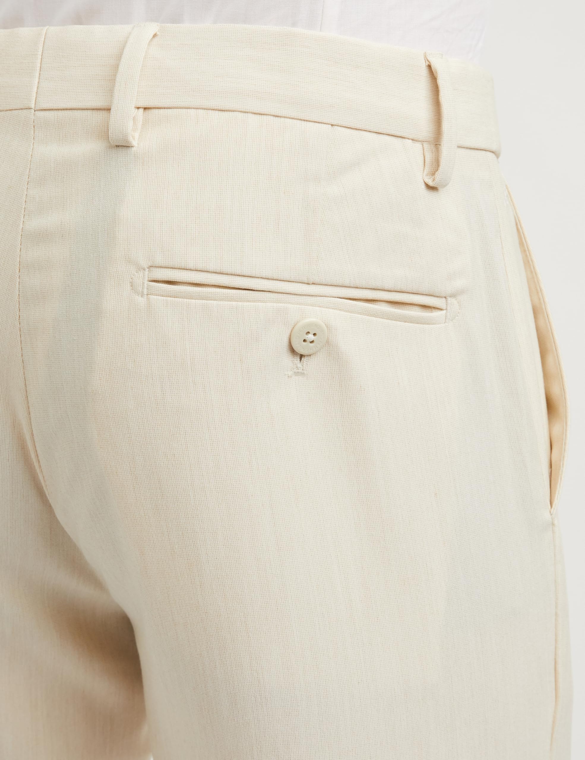 Peter England Men's Mid Rise Slim Fit Solid Formal Trouser Off White, 32 - Image 3