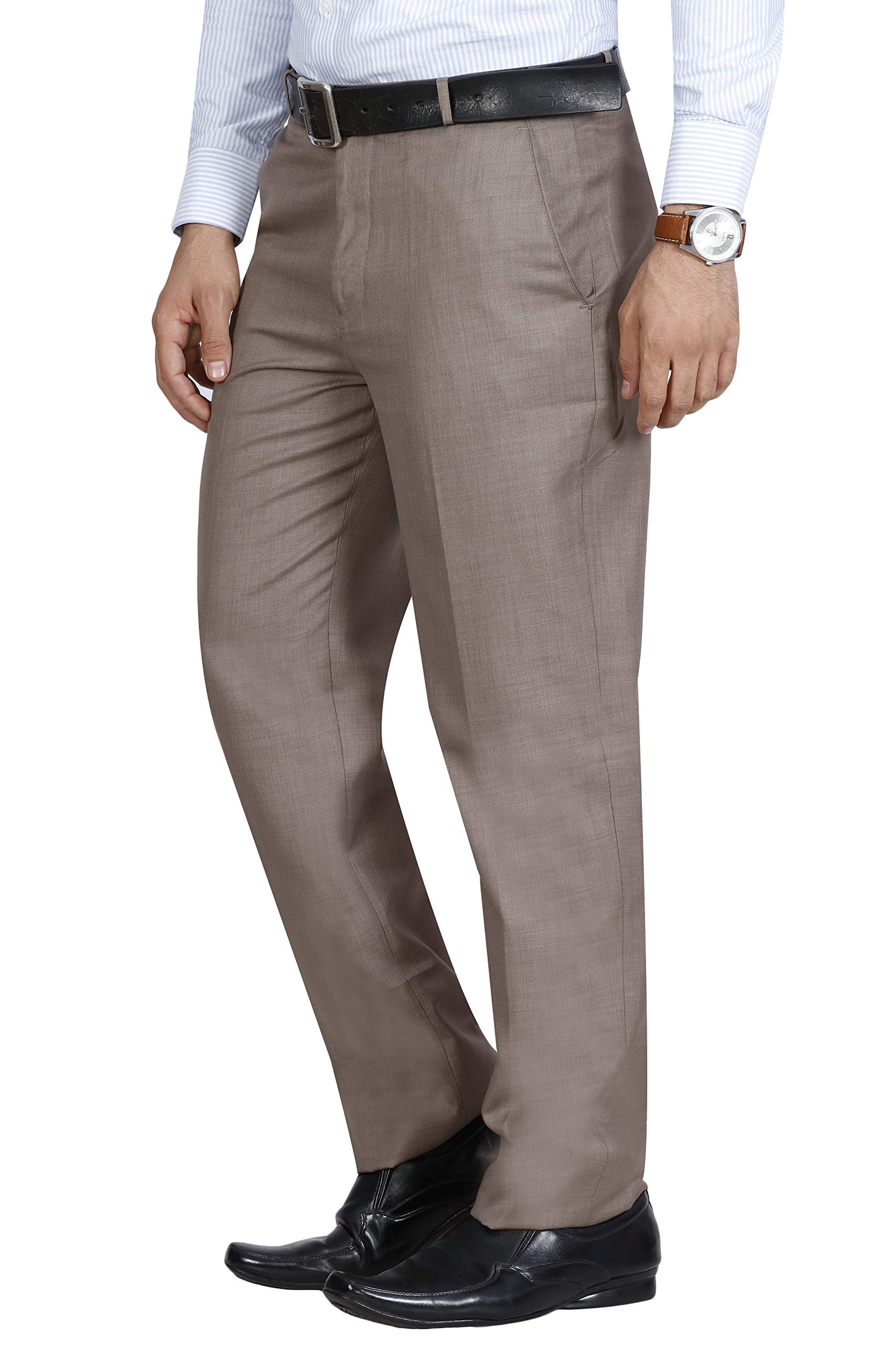 Mc Henry Men's Mid Rise Solid Formal Regular Fit Polyviscose Beige Trousers(Beige4005-38_Color:Beige_Size:38) - Image 5