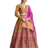 PURVAJA Women's Kanjiwaram Semi-Stitched Lehenga choli (Zahira-Yellow_Free Size)