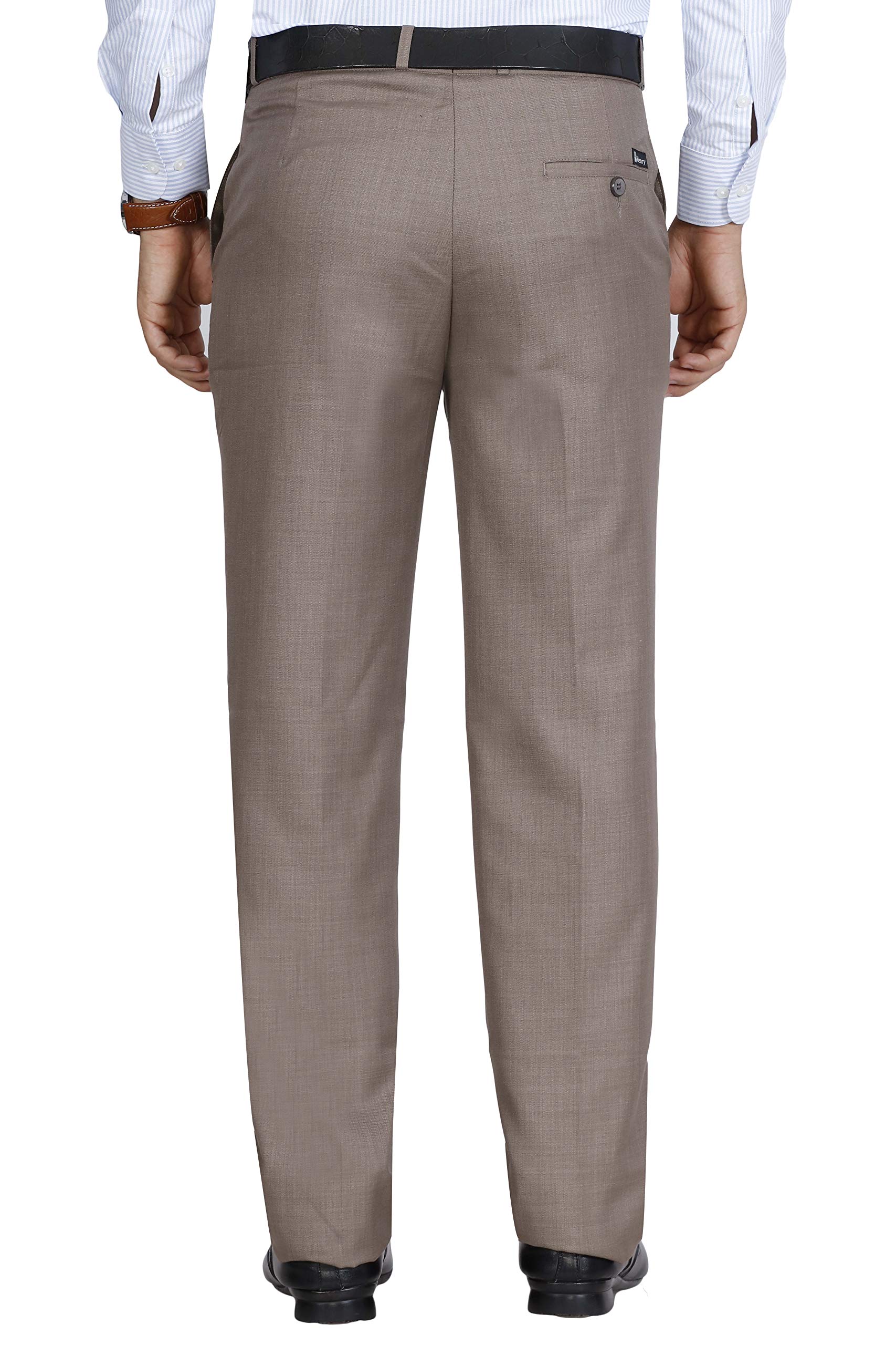 Mc Henry Men's Mid Rise Solid Formal Regular Fit Polyviscose Beige Trousers(Beige4005-38_Color:Beige_Size:38) - Image 4