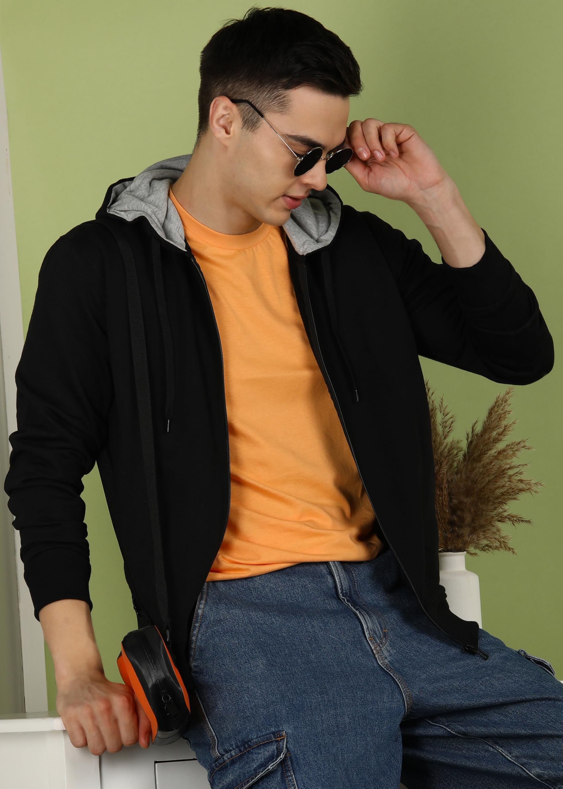 Alan Jones Clothing Men’s Solid Zipper Hooded Sweatshirt | Ribbed Hem, Lined Hood, Side Pockets, Durable Zip | Multiple Colors (Black_S) - Image 5