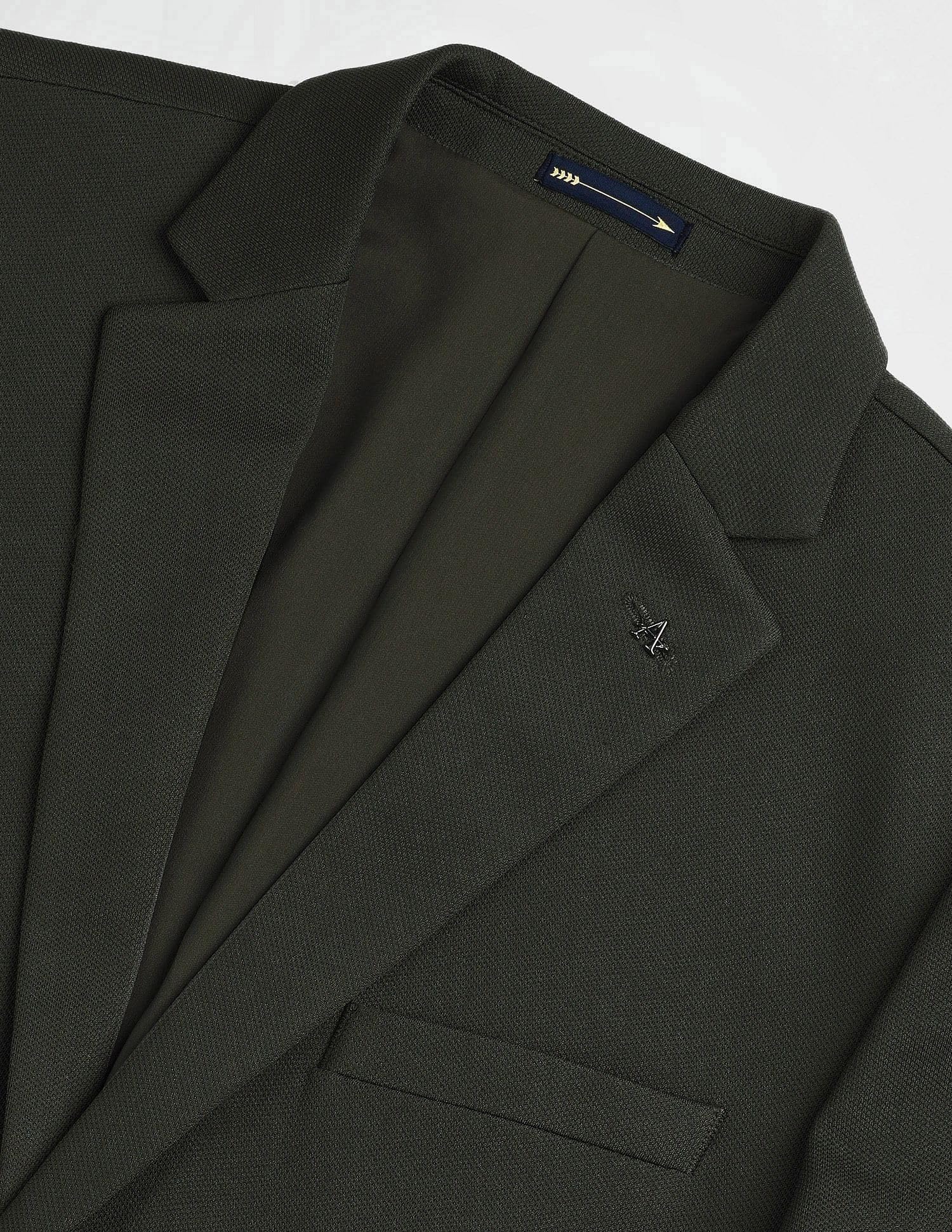 Arrow Men's Solid Full Sleeves Regular Fit Notch Lapel Collar Polyester Blazer Olive - Image 8